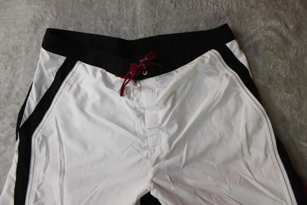 Greg Norman Board Shorts Mens 40 White Colorblock Drawstring Lined Pockets
